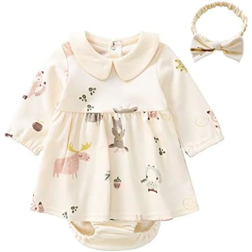 pureborn Baby Toddler Girl Dress with Bloomer Short and Long Sleeve Playwear Dress with Diaper Cover