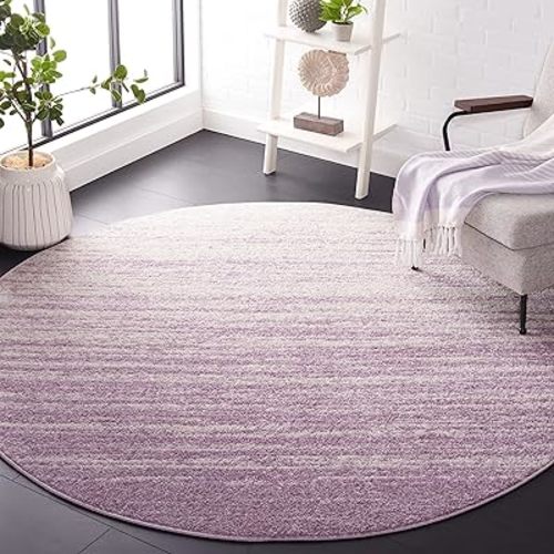SAFAVIEH Adirondack Collection Area Rug - 4' Round, Cream & Purple, Modern Ombre Design, Non-Shedding & Easy Care, Ideal for High Traffic Areas in Living Room, Bedroom (ADR113L)