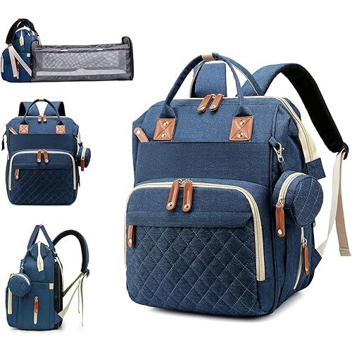 Baby Diaper Bag with Changing Station, Waterproof Diaper Bags Backpack for Moms Dads with USB Charging Port,Baby Shower Gifts, Large Capacity diaper backpack, Blue