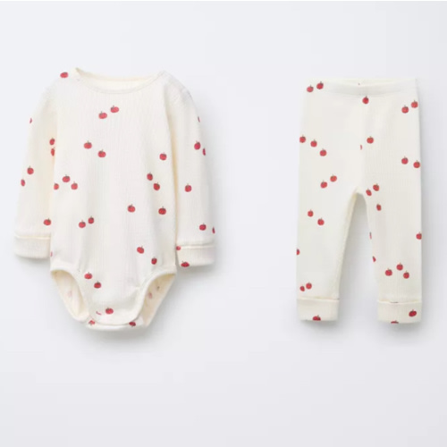 WAFFLE TOMATO BODYSUIT AND LEGGINGS SET - Ecru | ZARA United States