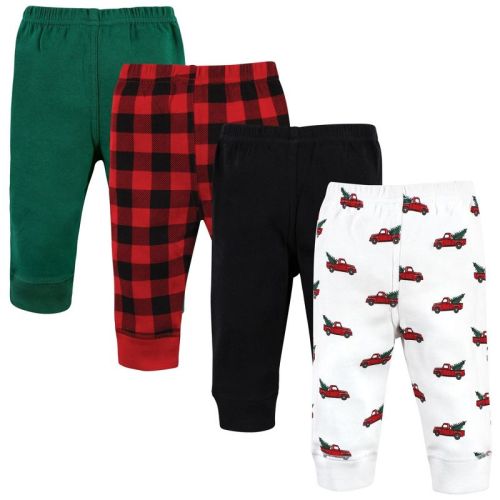 Hudson Baby Unisex Baby Cotton Pants, Christmas Tree Truck, 0-3 Months