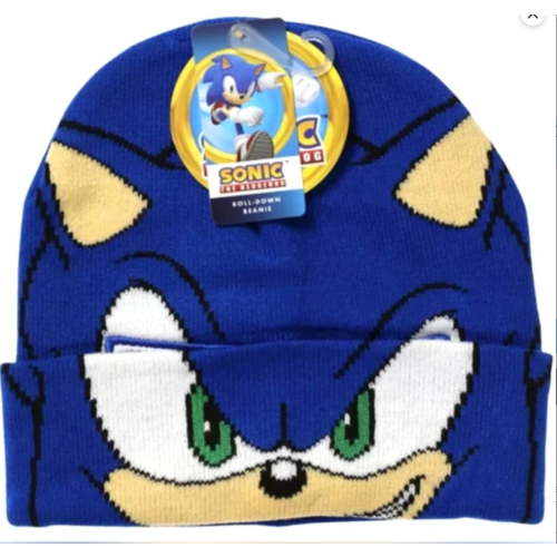 Sonic The Hedgehog Roll Down Beanie Hat Mask Blue One Size