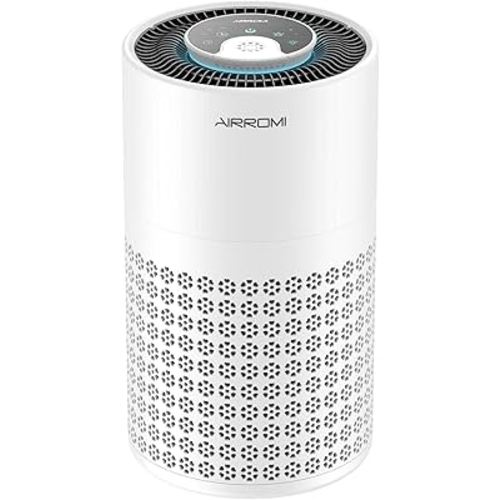 AIRROMI Air Purifier for Bedroom with HEPA 3-in-1 Filter, Pet Air Purifier for Home Cat Pee Smell, Covers Upto 990 Ft², Quiet 360° intake Air Cleaner for pet hair,allergies,Dust,Smoke A2001 White