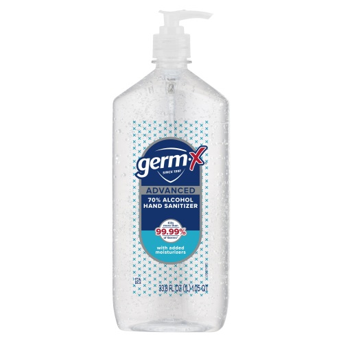 Germ-X® Advanced Hand Sanitizer with Pump, Bottle of Hand Sanitizer, Original Scent, 33.8 fl oz