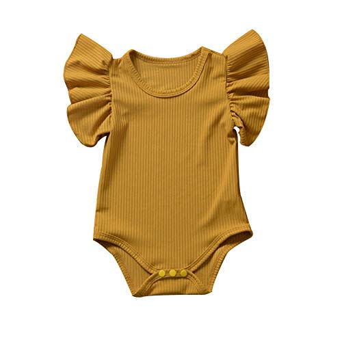 iddolaka Newborn Infant Baby Girl Solid Ruffle Romper Bodysuit Jumpsuit Casual Clothes One Piece Outfit