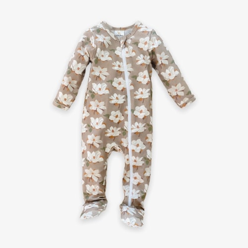 Velvet Fawn Zipper Footie - Sweet Magnolia