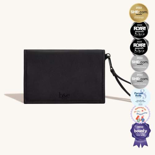 Georgie - Diaper Change Clutch in Black & Gunmetal