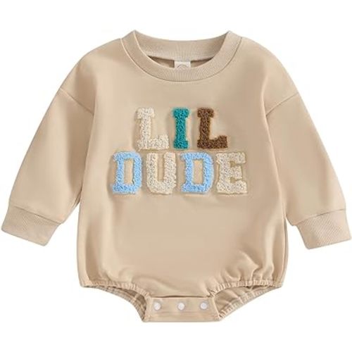 VISGOGO Newborn Infant Baby Boy Girls Oversized Romper Little Dude Sweater Onesie Coming Home Outfit Neutral Clothes