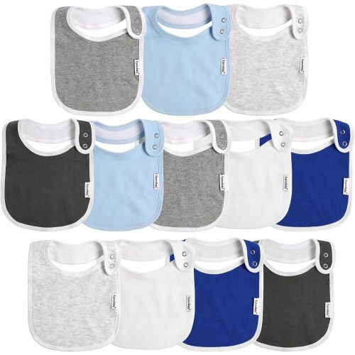 Baby Snap Bibs for Boys,12 Pack Drooling Bibs for Infants, Newborns, Organic Cotton,Adjustable,Machine Washable - Dazzling