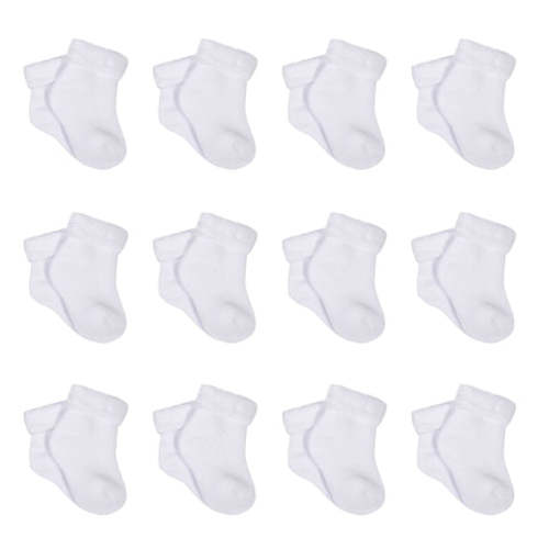 12-Pack White Wiggle Proof® Terry Bootie Socks