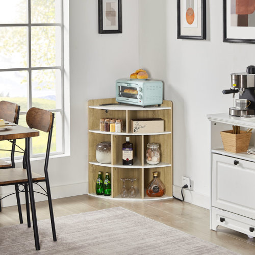 Wade Logan® Cayhlin 29.2" H x 19.7" W Wooden Corner Bookcase Corner Storage Cabinet with USB Ports and Outlets & Reviews | Wayfair