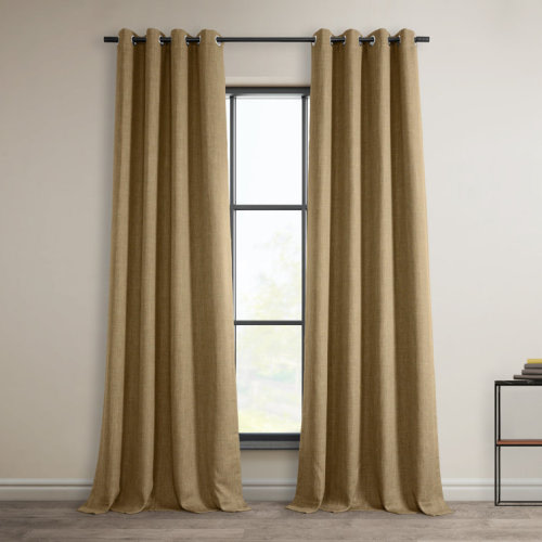Oneridge Room Darkening Faux Linen Curtains for Bedroom Grommet Living Room Curtain for Window Single Panel