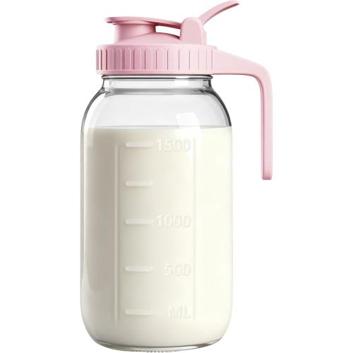 64oz Glass Breast Milk Pitcher with Lid – Leak-Proof & Airtight Formula Breastmilk Pitcher, 1/2 Gallon Storage Container for Breastmilk, Formula, and Milk