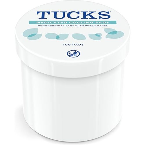 TUCKS Medicated Cooling Pads, 100 Count – Pads with Witch Hazel, Cleanses Sensitive Areas, Protects from Irritation, Treatment, Medicated Pads Used by Hospitals