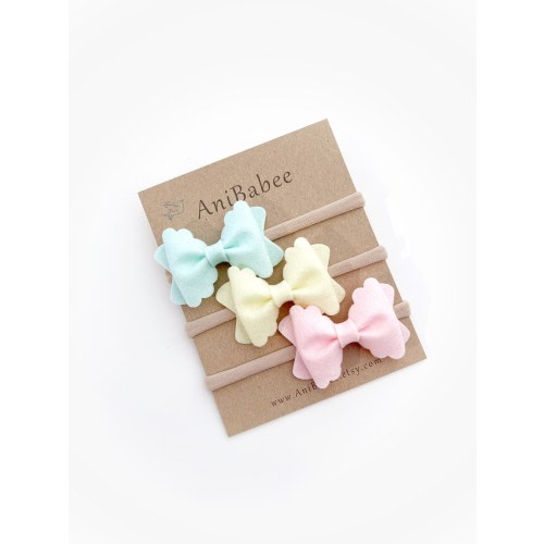 Baby Bow Headband, Hair Bows, Newborn Headband, Baby Headband, Baby-Girl Bow Headband, Felt Bow, Baby Headband Set, Nylon Baby Headband