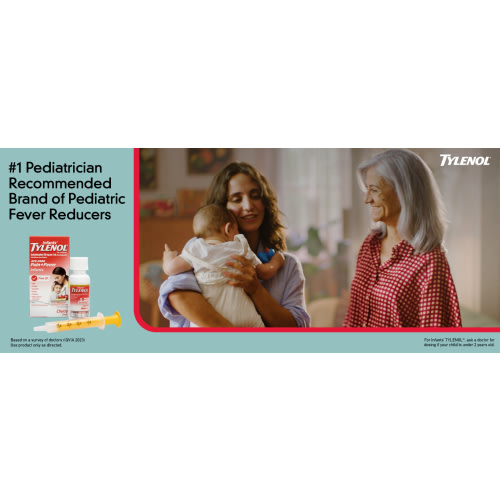 Tylenol Infants Oral Suspension Liquid Medicine with Acetaminophen, Baby Fever Reducer & Pain Reliever for Minor Aches & Pains, Sore Throat, Headache & Teething Pain, Dye-Free Cherry, 1 fl. oz - Cherry (Dye-Free)
