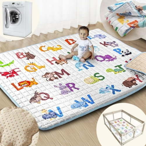 Beavtaens Baby Play Mat for Floor, Fits 71x59 Playpen, Super Soft, Non-Slip, for Ages 0-4 (Animal)