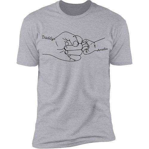 NAZENTI Personalized Fathers Day T-Shirt, Dad Papa Fist Bump Flag Shirt, Grandpa Papa Shirt, Gifts for Fathers Day