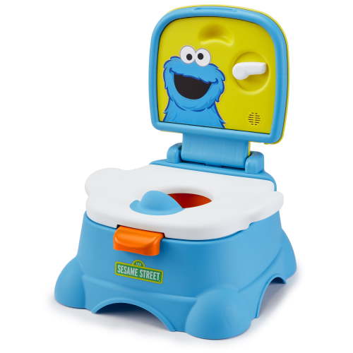 Sesame Street Cookie Monster Terrific 3-in-1 Potty Training Chair, Toilet Seat Trainer, and Step Stool, Easy Clean, Pretend Flush Handle, Gender Neutral