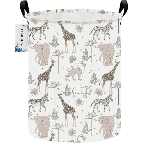Round waterproof laundry basket,foldable storage basket,laundry Hampers with handle,gift basket,suitable for children's room and toy storage (Animals)