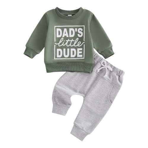 Baby Boy Outfit Boy Outfits Baby Boy Fall Winter Clothes Dads Little Dude Long Sleeve Shirt and Pants Set Cute Toddler Boy Outfits