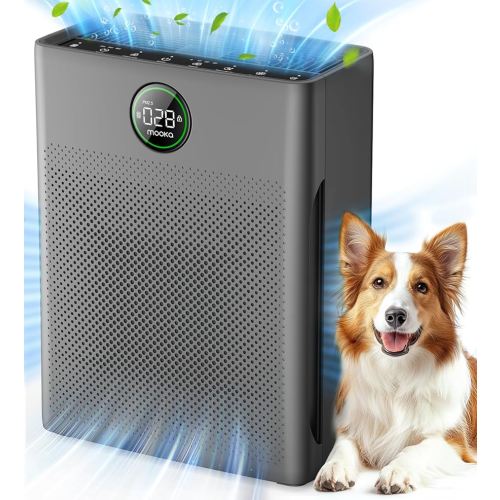 Air Purifiers for Home Large Room up to 2200sq.ft, MOOKA Air purifier for Home Pets with Washable Filter, PM 2.5 Display Air Quality Sensor Air Cleaner for Bedroom, Dorm room, Pets, Office, PR1