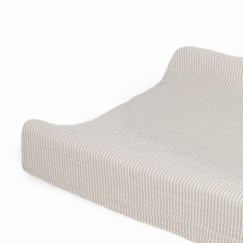 Little Unicorn 100% Certified Organic Changing Pad Cover | Extra Soft & Breathable Muslin Fabric - Sand Stripe
