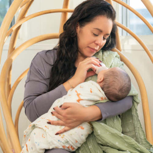 Essentials Cotton Muslin Swaddle 2-Pack in Sage Woodland | aden + anais