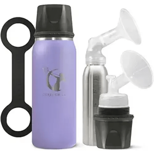 Breastmilk Chiller Reusable Storage Container by CERES CHILL | Keeps Milk Safe for up to 20 Hours | Connects w/Major Pumps (1 Chiller, Ultra Violet)