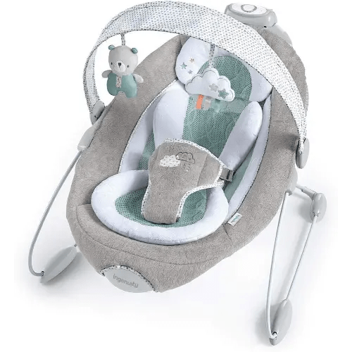 Ingenuity SmartBounce Automatic Baby Bouncer Seat with White Noise, Music, -Toy Bar & 2 Plush Infant Toys, 0-6 Months Up to 20 lbs (Pemberton)