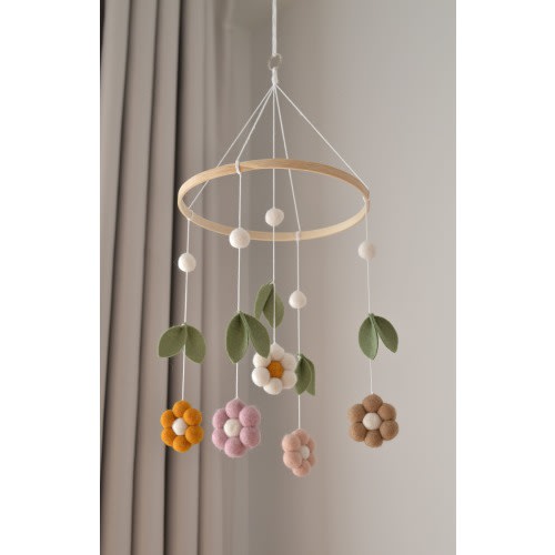 Daisy Nursery Mobile/Flower Baby Mobile/Daisy Mobile For Nursery/Floral Nursery Theme/Baby Girl Nursery Mobile/Felt Flower Mobile