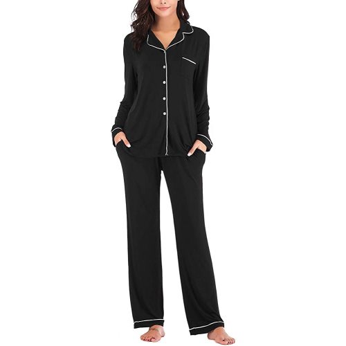 Aamikast Women's Pajama Sets Long Sleeve Button Down Sleepwear Nightwear Soft Pjs Lounge Sets