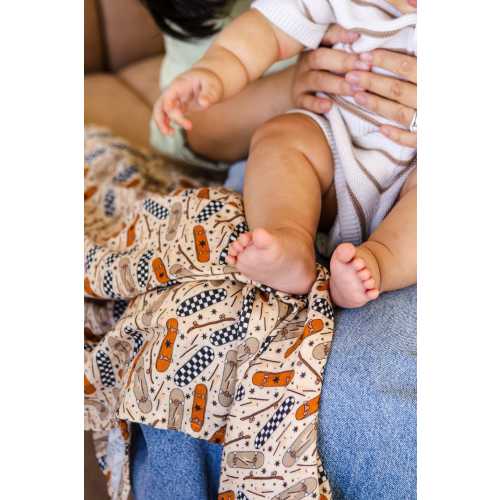 Skateboard Muslin Swaddle Blanket: Bamboo Cotton Baby Receiving Blanket