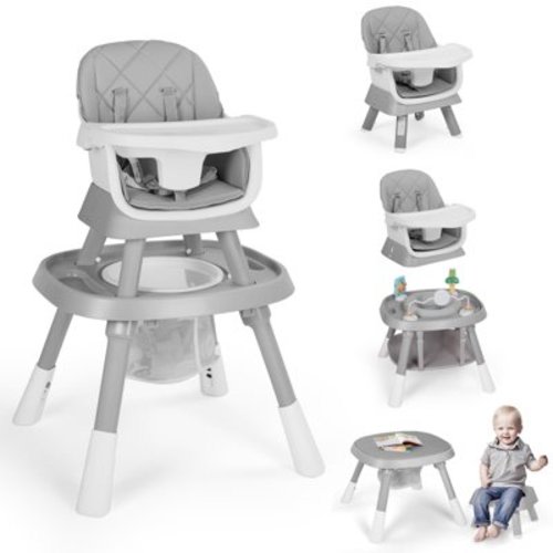 AILEEKISS 15-in-1 Baby High Chair, Toddler Dining Booster Seat with Activity Center, Grey