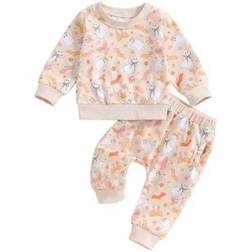 YINGISFITM Halloween Baby Girl Clothes Spooky Ghost Sweatshirt Long Sleeve Shirt Top Pants Fall Toddler Halloween Outfit Girl