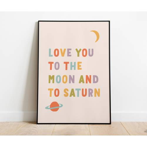 Taylor Swift poster, Love you to the moon and to Saturn, bright colors, Digital Download, Nursery Art, Nursery Prints, quote for kids