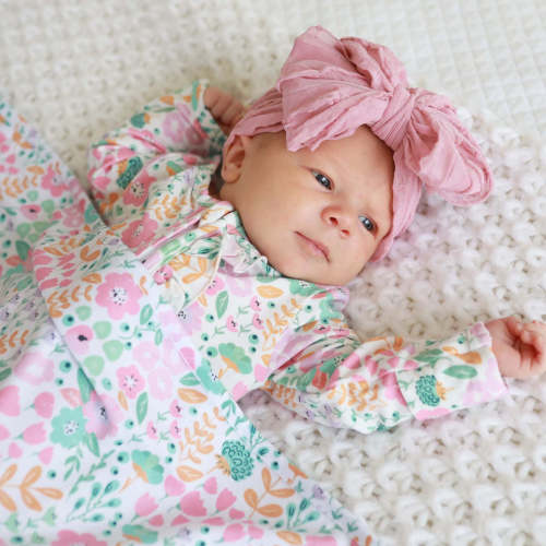 Willow's Whimsy Floral Ruffle Zipper Footie