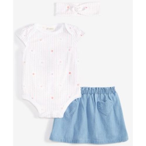 Baby Girls Headband, Bodysuit & Chambray Skirt, 3 Piece Set, Created for Macy's