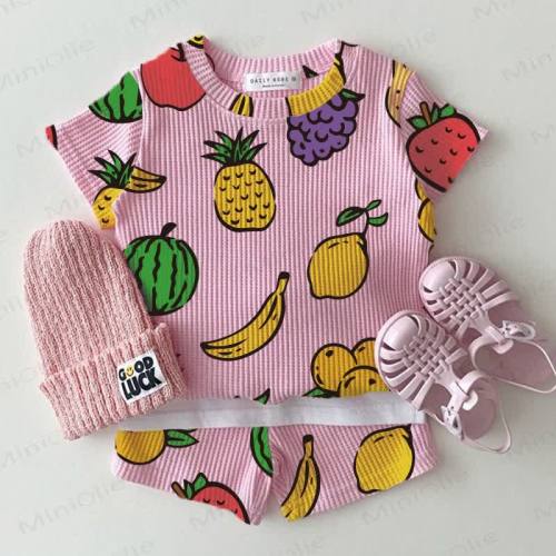 Baby Girl Colorful Fruits Collection Waffle 2-piece Set