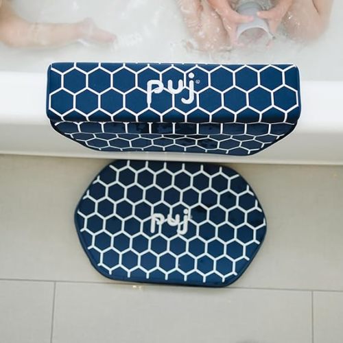 Puj - Navy Honeycomb Pad Bath Kneeler Pad for Kneeling, Extra Comfortable Kneeling Pad, Baby Bath Cushion with Hanging Loop, Stylish Baby Bath Essentials, 17.5 x 11.75 x 1.75 inches