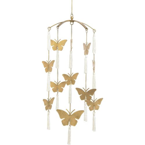 Crane Baby Handcrafted Brass Ceiling Hanging Mobile for Nursery, Butterfly Nursery Decor for Girl, 6"x 6" x 36", Baby Girl Nursery Decor, Butterfly Mobile