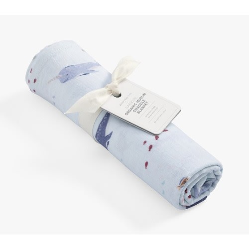 Narwhal Organic Muslin Swaddle | Pottery Barn Kids