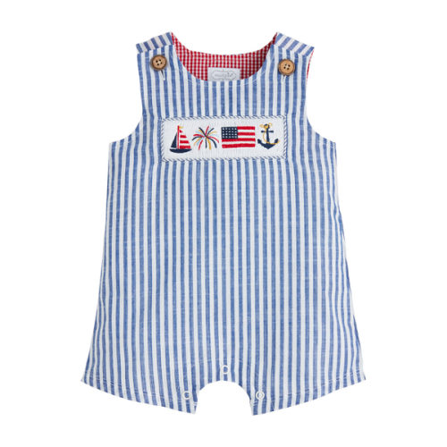 USA Stripe Smocked Jon Jon | Mud Pie