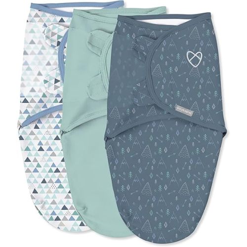 SwaddleMe by Ingenuity Original Swaddle with Easy-Change, 100% Cotton, Improves Sleep & Calms Startle Reflex, 3-6 Months, 3-Pack - Mountaineer