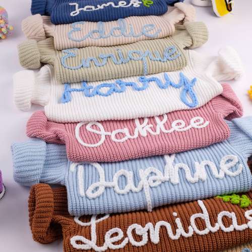 Custom Name Baby Sweaters | Personalized Hand Embroidered Name Baby Sweaters | Unique Baby Sweater | Baby Boy Name Sweater |Baby shower gift