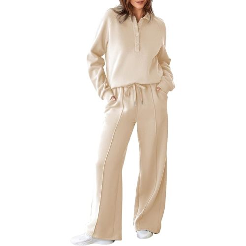Aleumdr Women's 2 Piece Outfits Sweatsuit Oversized Sweatshirt Wide Leg Sweatpants Matching Lounge Set 2024
