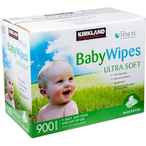 Kirkland Signature Unscented Baby Wipes, 9 X 100Ct - 1 Count (Pack of 900)
