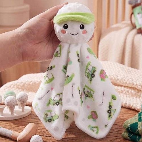 Moukeren 11 Inch Golf Plush Baseball Baby Lovey, Golf Blanket for Baby, Soft Security Throw Blanket for Comforting Loveys for Boys and Girls, Newborn Gift