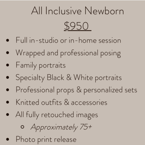Newborn All Inclusive PhotoShoot $950