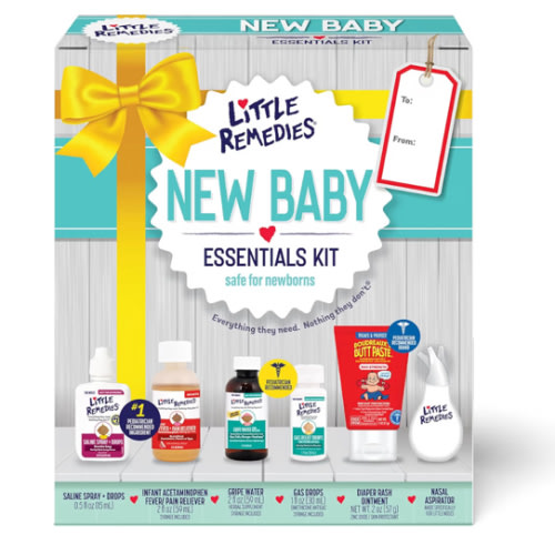 Little Remedies, New Baby Essentials Kit, 6 Newborn Essentials, Saline Nasal Spray, Gas Relief Drops, Gripe Water, Fever Reliever, & Diaper Ointment